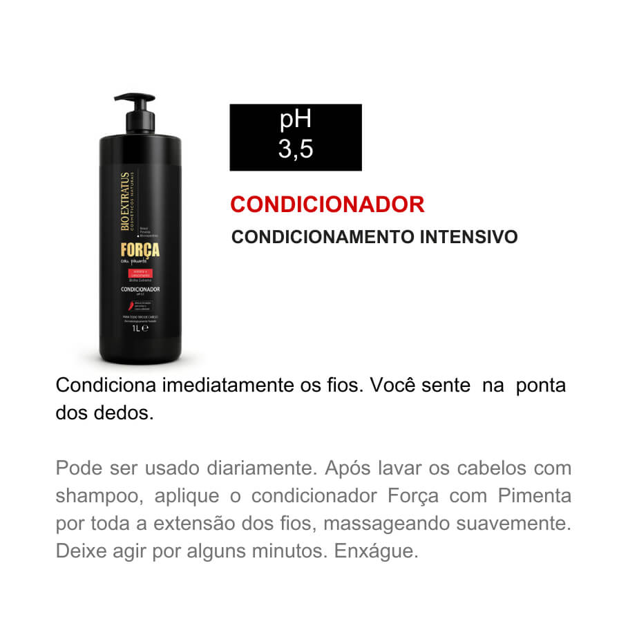 Kit Shampoo + Condicionador Força Com Pimenta Bio Extratus 1L - Imagem 4