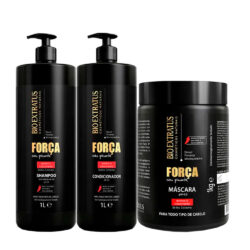 Kit Força (1L/Kg) Shampoo, Condi e Banho de Creme Bio Extratus