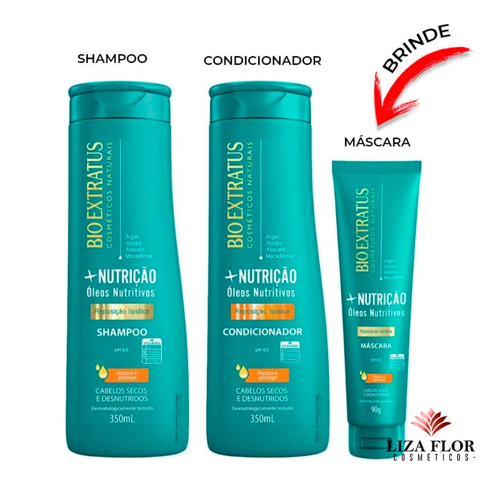 Kit Bio Extratus +Nutrição Shamp e Cond 350ml + Másc 90g - Imagem 3