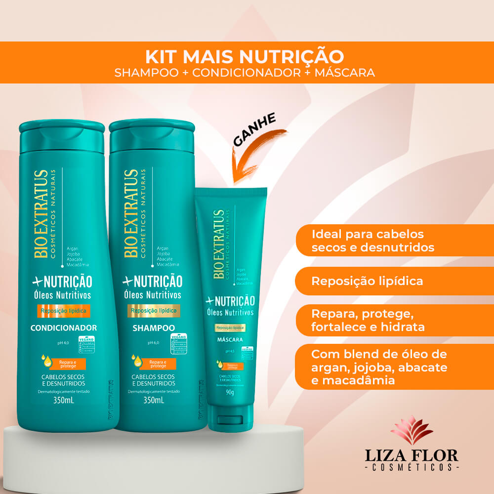 Kit Bio Extratus +Nutrição Shamp e Cond 350ml + Másc 90g - Imagem 2