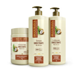 Kit Umectante Bio Extratus 1L Shampoo + Condicionador + Banho de Creme 1Kg | Hidratação Profunda Óleo de Coco